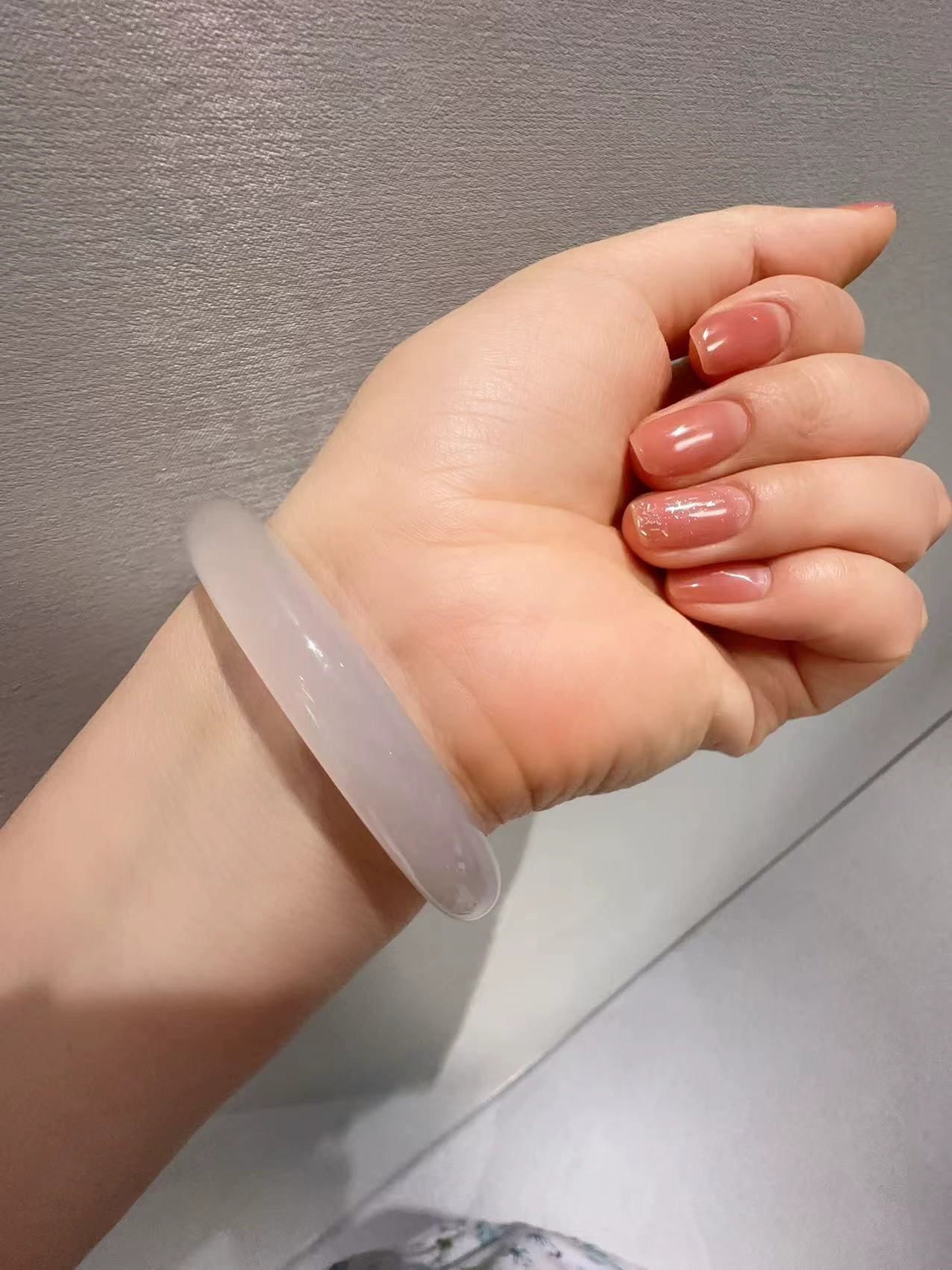 White Moonlight Agate Bangle Bracelet – Women’s Safety Jade Gift