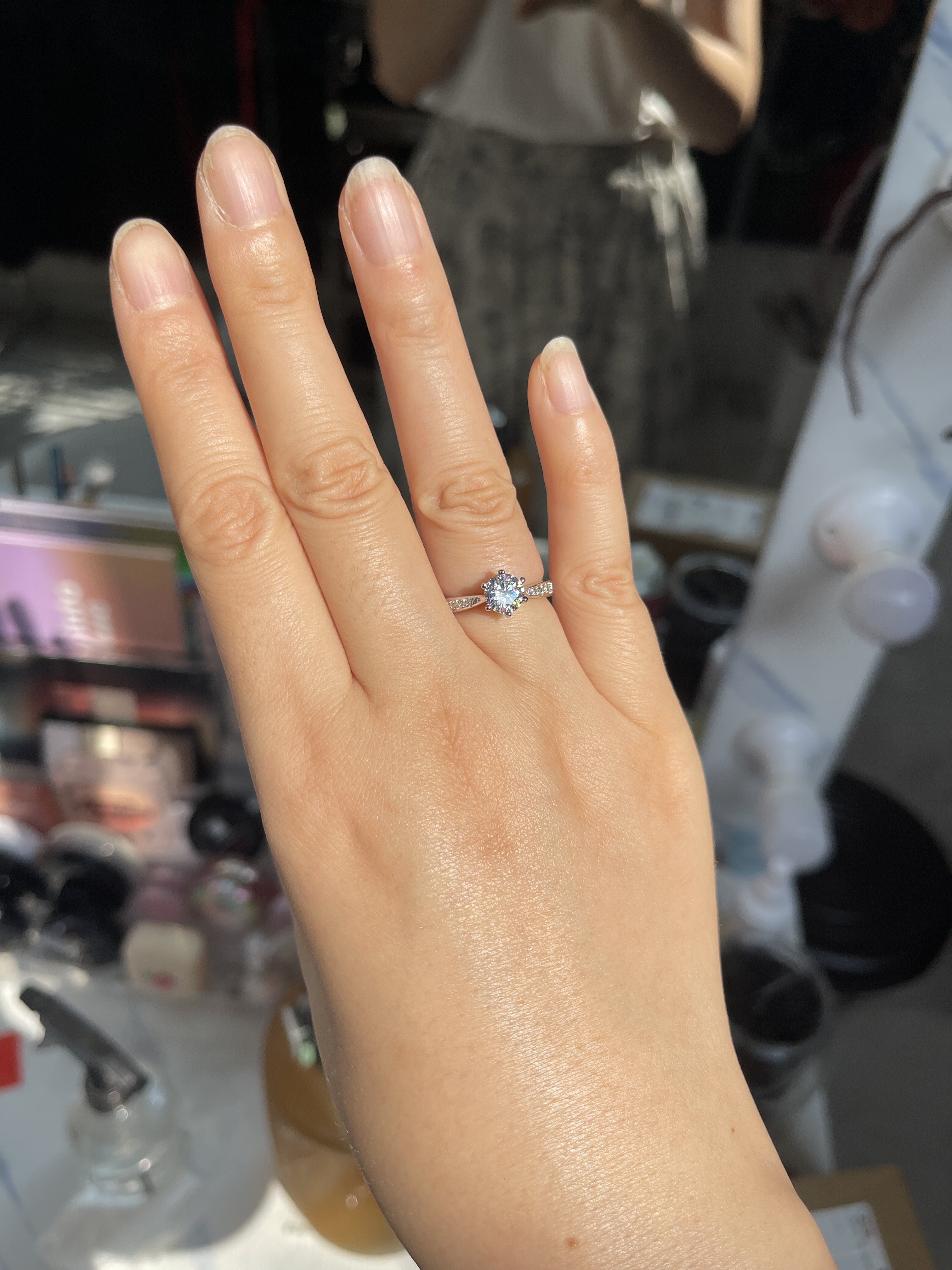 D-Color 1 Carat Moissanite Ring – Sterling Silver Couple Engagement Bands