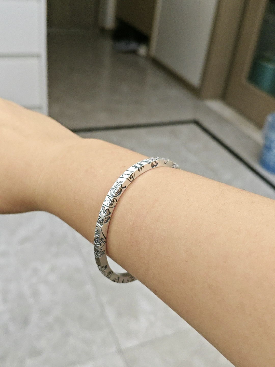 Chinese Silver Bangle – Pure Silver Large Circle Bracelet Couple Gift