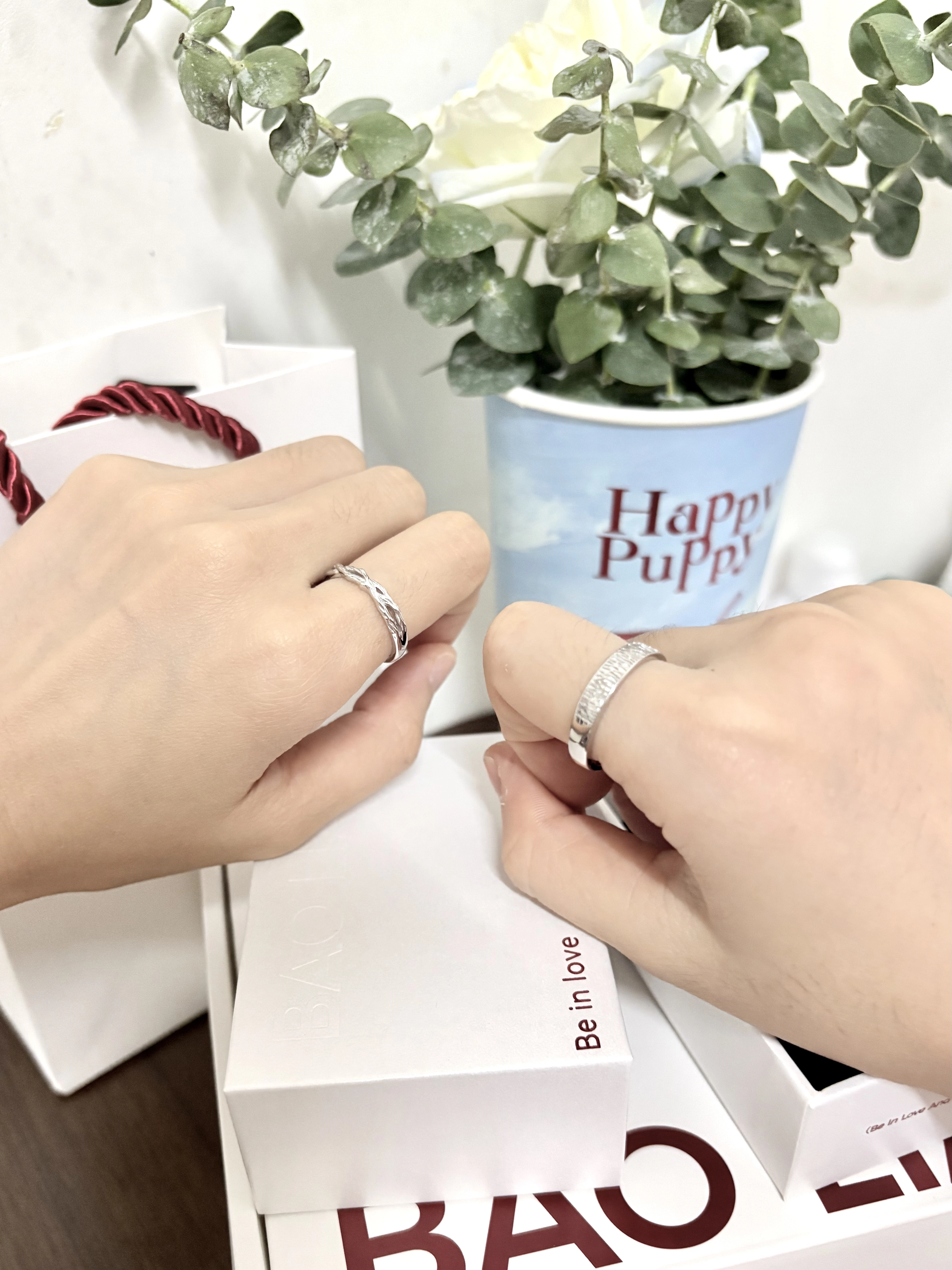 Sterling Silver Couple Rings – Luxury Matching Bands for Anniversary Gift