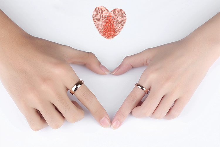 Alianças de casal em ouro rosé – Alianças de casamento banhadas a ouro 18K para ele e para ela