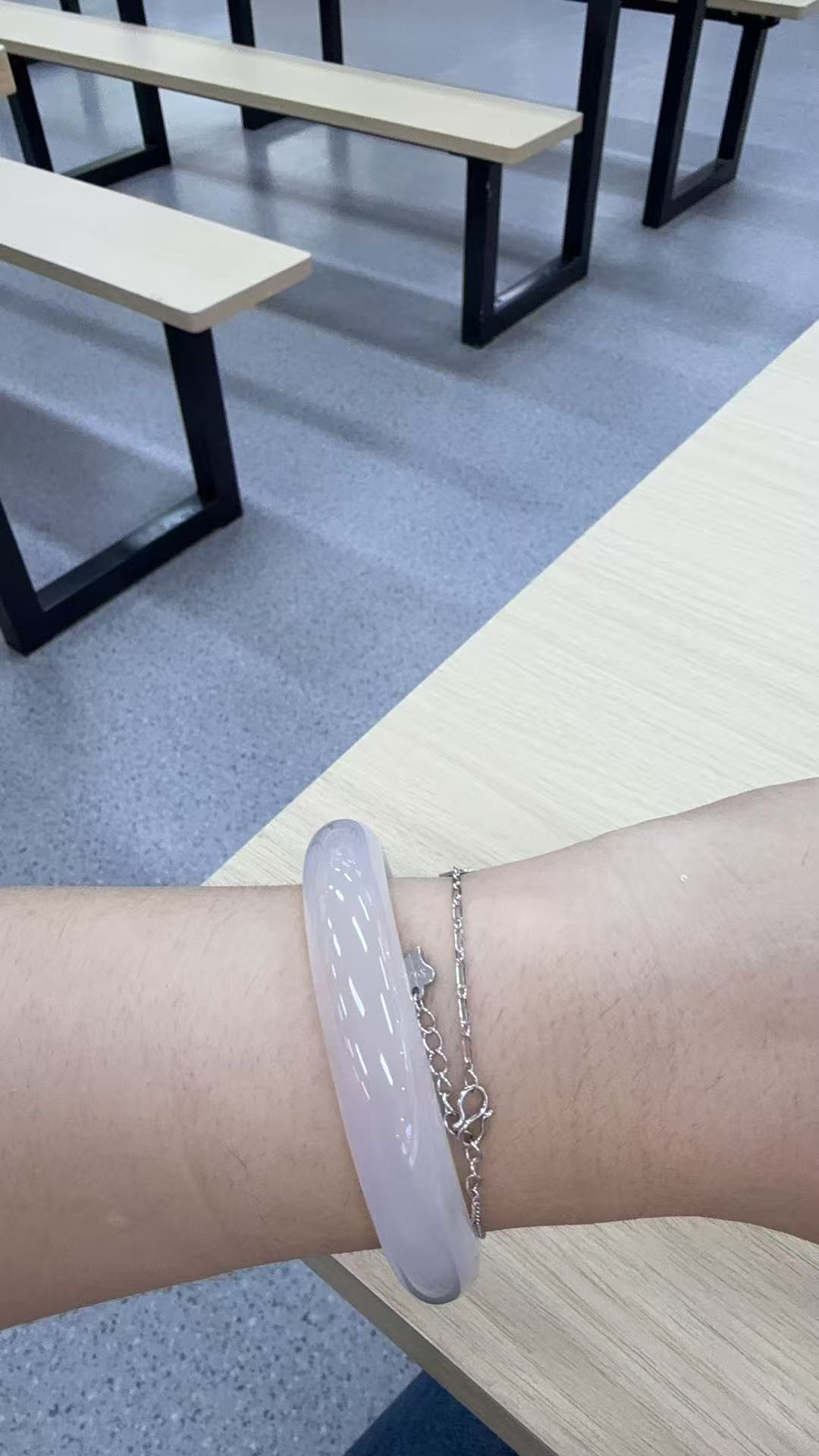 White Moonlight Agate Bangle – Natural Stone Jewelry Gift for Girlfriend