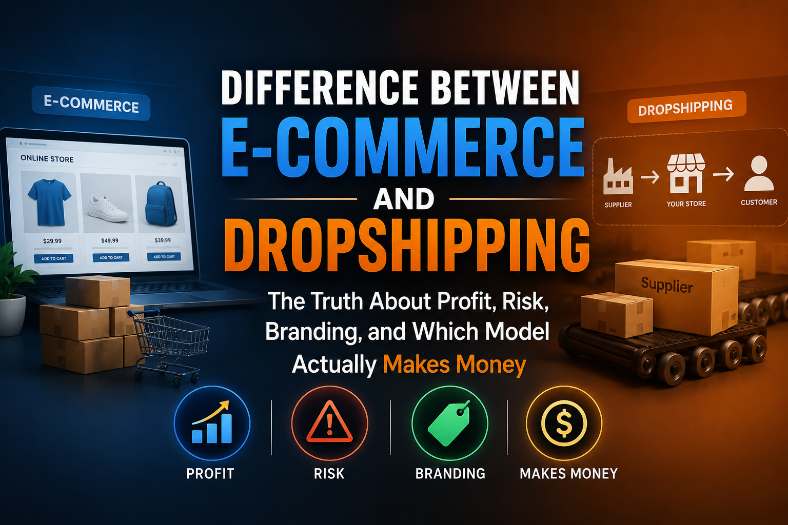 Difference Between E-Commerce and Dropshipping: The Truth About Profit, Risk, Branding, and Which Model Actually Makes Money