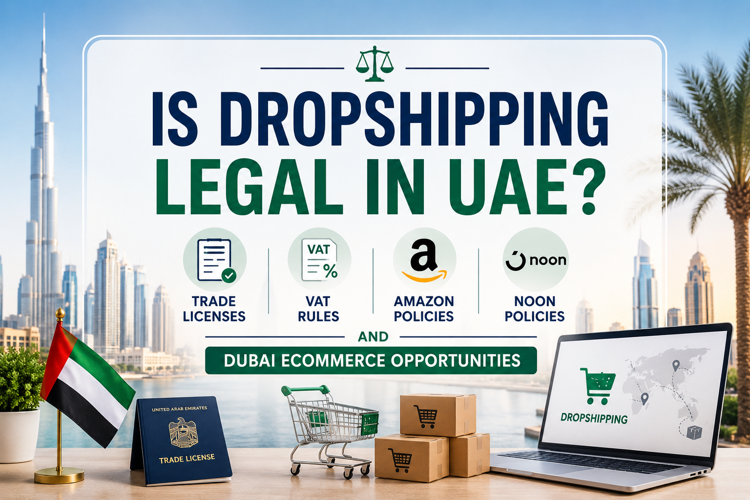 Is Dropshipping Legal in UAE? Trade Licenses, VAT Rules, Amazon & Noon, and Dubai Ecommerce Opportunities