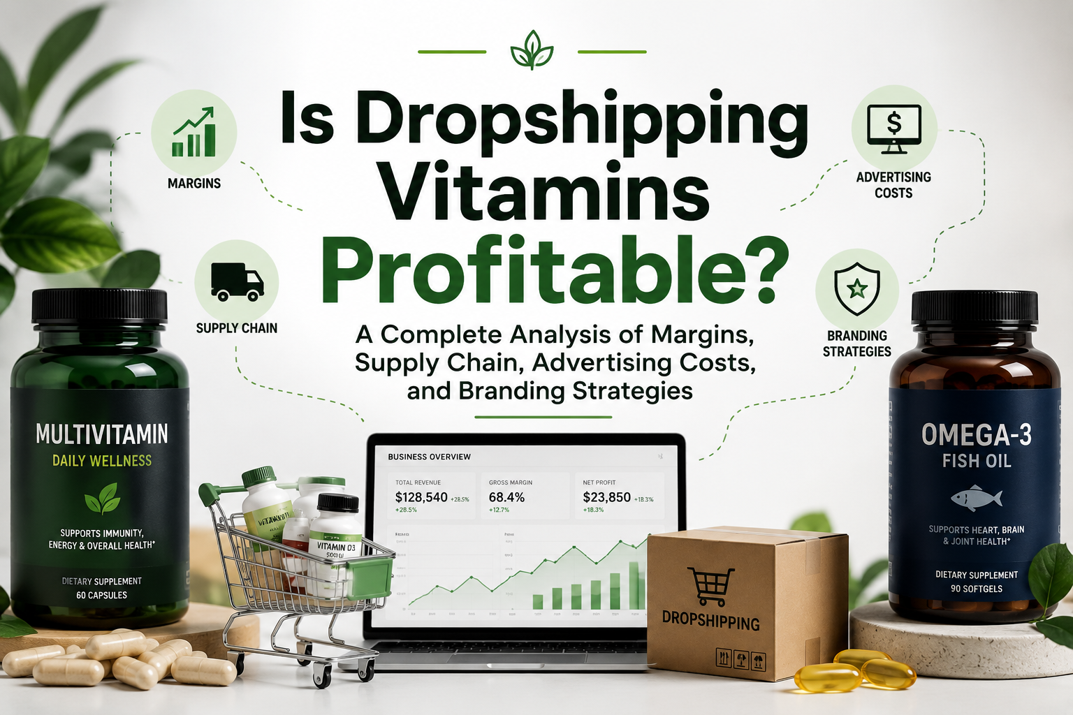 Is Dropshipping Vitamins Profitable? A Complete Analysis of Margins, Supply Chain, Advertising Costs, and Branding Strategies