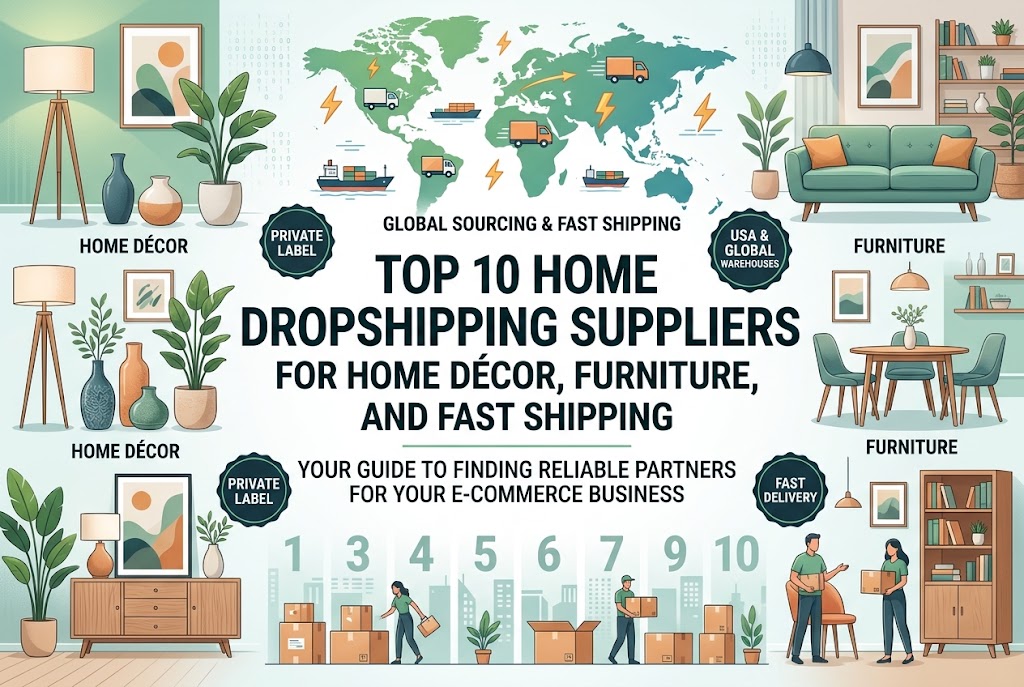 Top 10 Home Dropshipping Suppliers for Home Décor, Furniture, and Fast Shipping