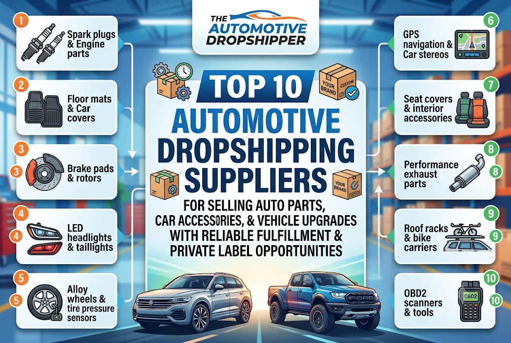 Top 10 Automotive Dropshipping Suppliers for Selling Auto Parts, Car Accessories, and Vehicle Upgrades with Reliable Fulfillment and Private Label Opportunities